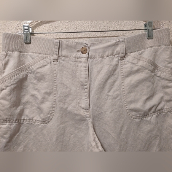 J. Jill Petite Off-White Linen Blend Pull-On Trouser Pants Comfort Essential - Picture 7 of 10